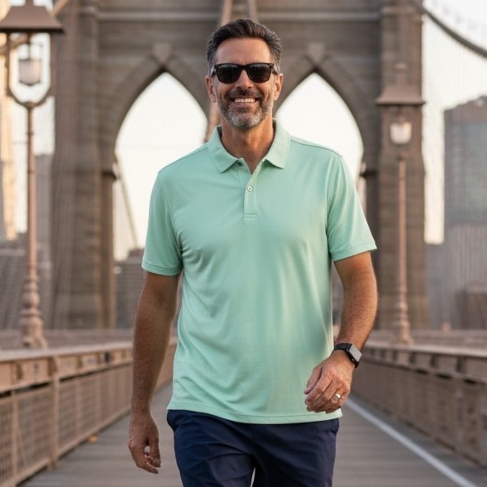 UNTUCKit Damaschino Polo Shirt Mens Large Green Supima Cotton Wrinkle Free 35510